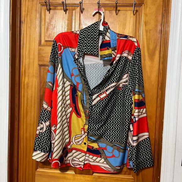 Multicolor button down blouse - Picture 7 of 7